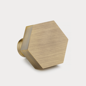Solid Brass Hexagonal Door Knobs in Antique Gold