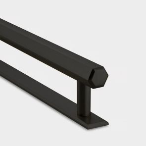 Brass Hexagonal Cabinet Handles With Backplate in Black