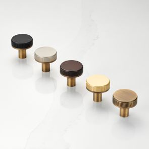 Brass Linear Door Knobs in Antique Gold