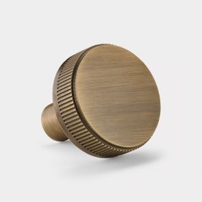 Brass Linear Door Knobs in Antique Gold