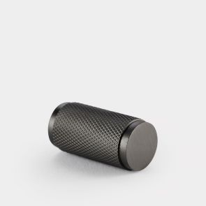 Brass Knurled Cylinder Pulls in Gunmetal Grey
