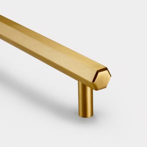 Brass Hexagonal Cabinet Handles in Gold