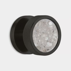 Brass & Grey Terrazzo Knurled Mortice Door Knob in Black