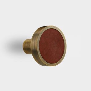 Brass & Leather Coat Hook in Antique Gold