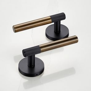 Brass Linear Lever Handle in Antique Gold and Black