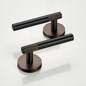 Brass Linear Lever Handle in Black and Bronze