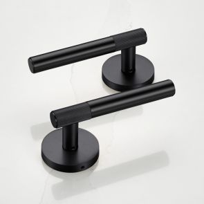 Brass Linear Lever Door Handles in Black