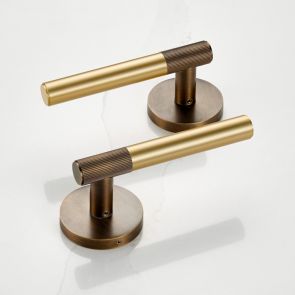 Brass Linear Lever Handle in Gold and Antique Gold