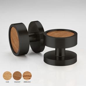 Brass & Wood Mortice Door Knobs in Black