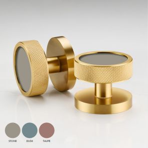 Brass & Gloss Knurled Mortice Door Knobs in Gold