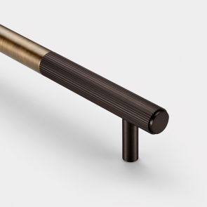 Brass Linear Cabinet Handle in Antique Gold and Bronze - 320mm