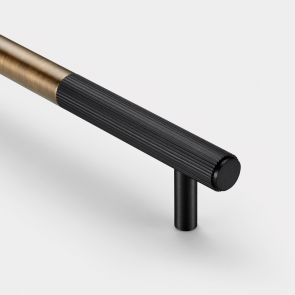 Brass Linear Cabinet Handle in Antique Gold and Black - 160mm