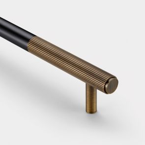 Brass Linear Cabinet Handle in Black and Antique Gold - 448mm