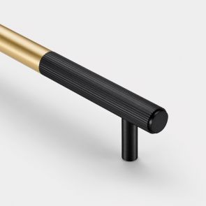 Brass Linear Cabinet Handle in Gold and Black - 160mm