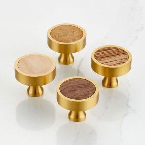 Brass Door Knobs - Wood