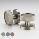 Brass & Gloss Knurled Mortice Door Knobs in Silver