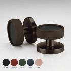 Brass & Leather Knurled Mortice Door Knobs in Bronze