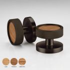 Brass & Wood Knurled Mortice Door Knobs in Bronze