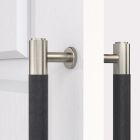 Brass Double Sided Cabinet Leather Handles in Silver