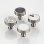 Brass & Terrazzo Round Door Knobs in Silver