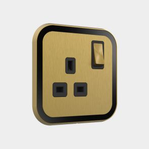 1G UK Socket (13A) Gold / Black Gloss