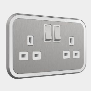 UK Socket (20A) Gold, Black & Silver With Gloss Insert