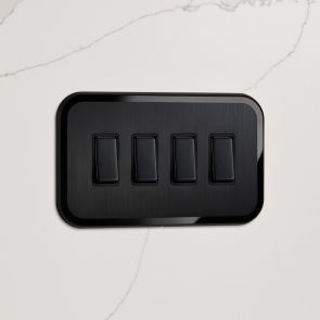 4G Rocker Light Switch (20A) in Black & Black Gloss