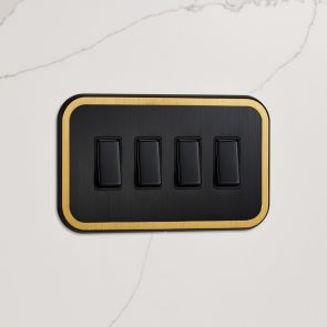 4G Rocker Light Switch (20A) in Black & Gold
