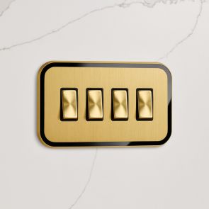 4G Rocker Light Switch (20A) in Gold & Black Gloss