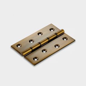 Brass Butt Hinge in Antique Gold - Double Bronze Washered - 100mm x 67mm
