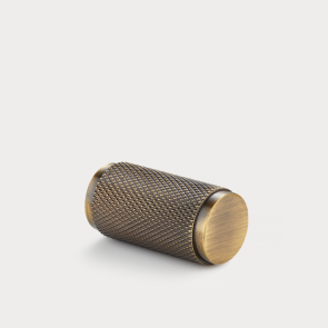 Brass Knurled Cylinder Pulls in Antique Gold