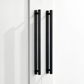  Brass Bar Handle With Backplate - Black - Hole Centre 160mm - Hexagonal