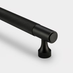 Brass Knurled Cabinet Handles in Black