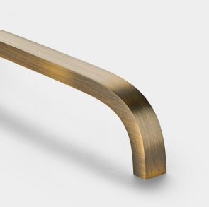 Brass Bar Handle - Antique Gold - Hole Centre 160mm - Curve
