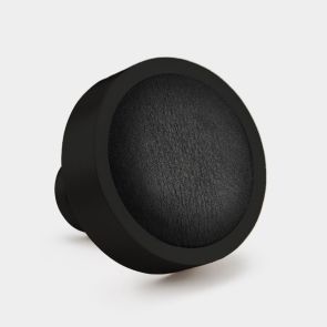 Solid Brass Door Knob in Black | Black Leather Insert