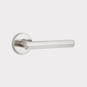 Brass Hexagonal Door Lever Handle in Silver 