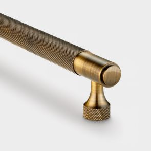 Brass Bar Handle - Antique Gold - Hole Centre 224mm - Knurled