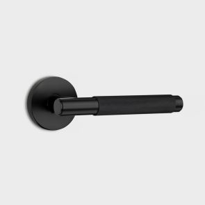 Brass Knurled Door Lever Handle in Black 