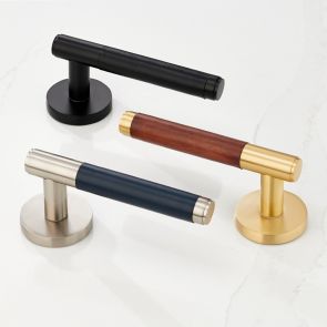 Brass & Leather Lever Door Handles
