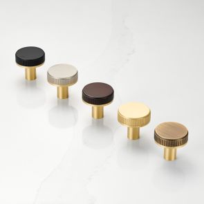 Brass Linear Door Knobs in Gold