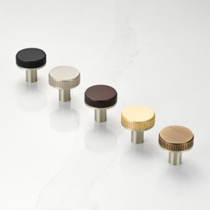 Brass Linear Door Knobs in Silver