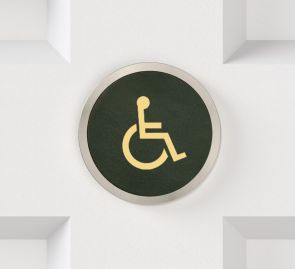 Brass & Leather Symbol Door Plaque in Silver