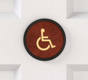 Brass & Leather Symbol Door Plaque in Black