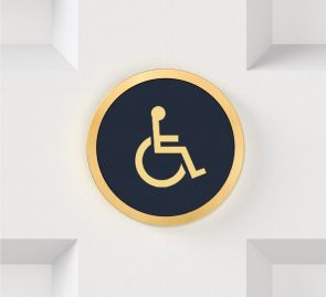 Brass & Leather Symbol Door Plaque in Gold