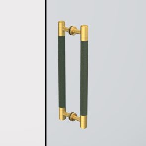 Double Sided Bar Handles - Leather - Gold
