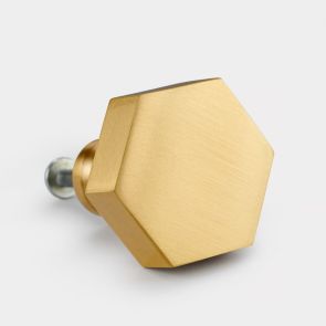 Solid Brass Hexagonal Door Knobs in Gold