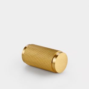 Brass Knurled Cylinder Pulls in Gold
