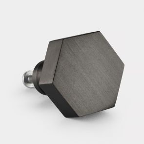 Gunmetal Grey Hexagonal Brass cabinet door knob. Suitable for kitchens and cupboard doors