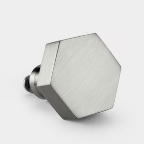 Brass Hexagonal Door Knobs in Silver