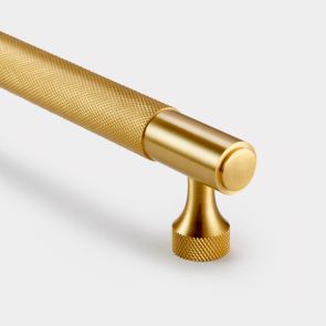 Brass Bar Handle - Gold - Hole Centre 128mm - Knurled